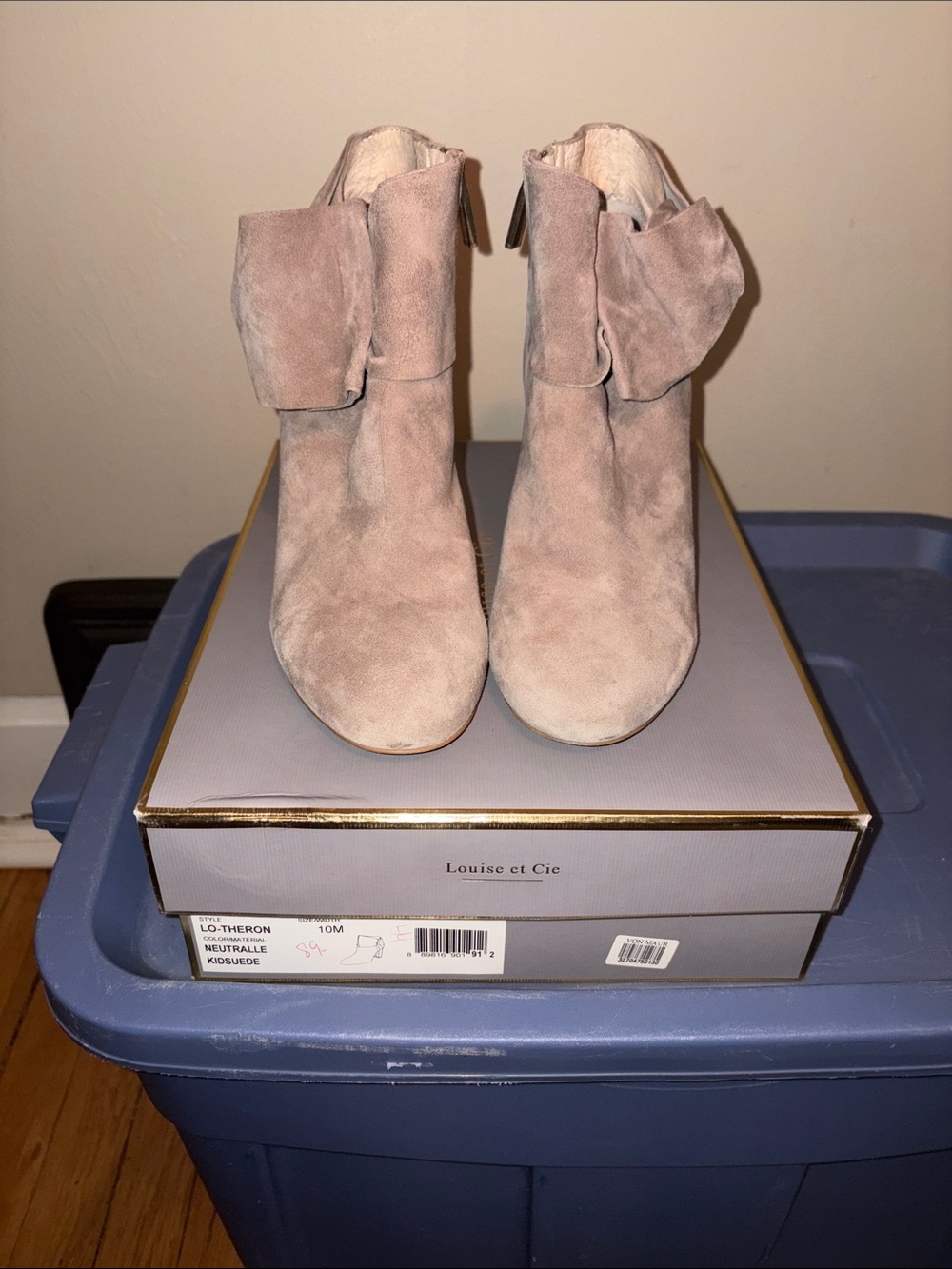 Louise et Cie Neutralle Suede Ankle Booties with Bow Detail